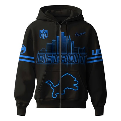 Detroit Lions Back In Black NFL Limited Edition Zip Hoodie 2024