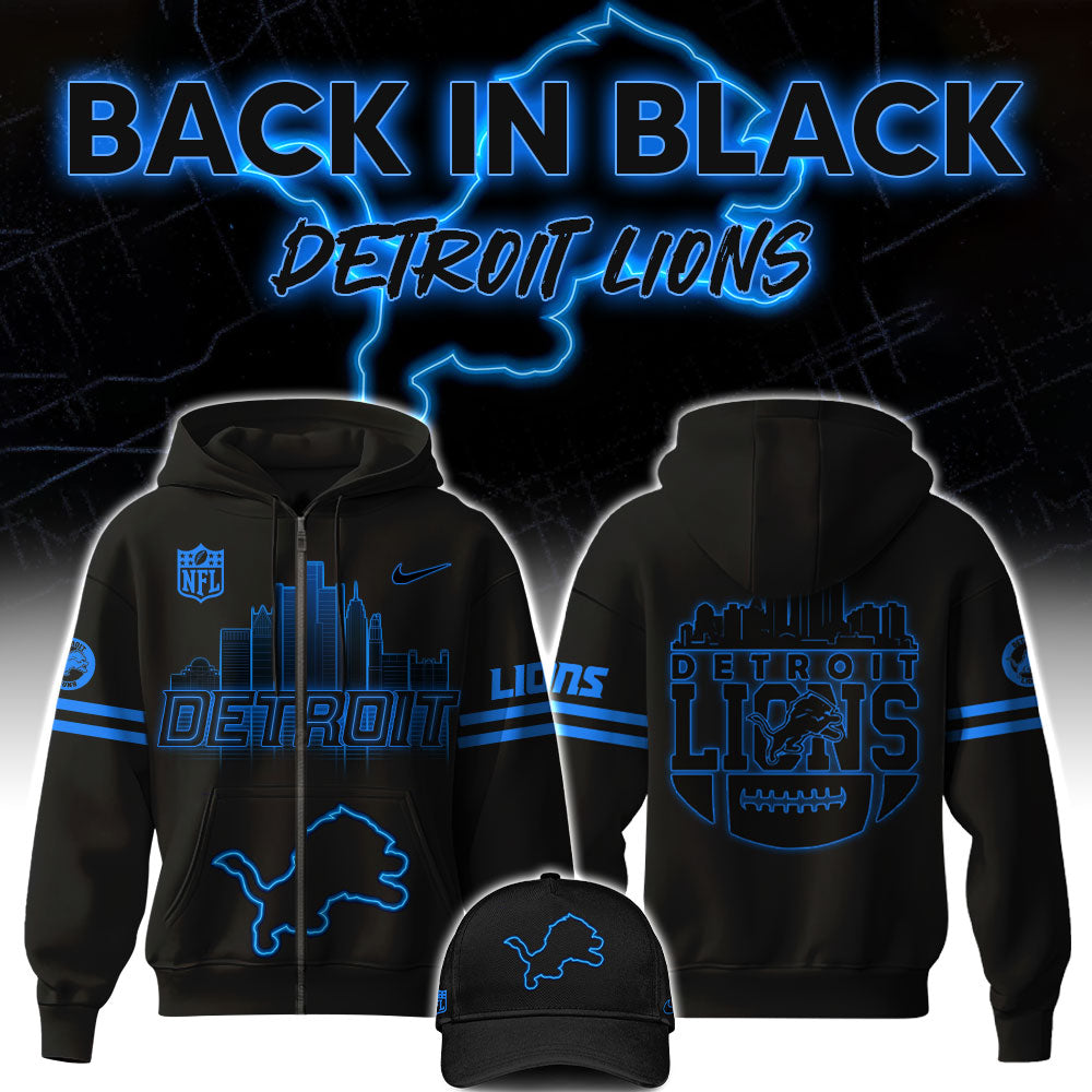 Detroit Lions Back In Black NFL Limited Edition Zip Hoodie 2024