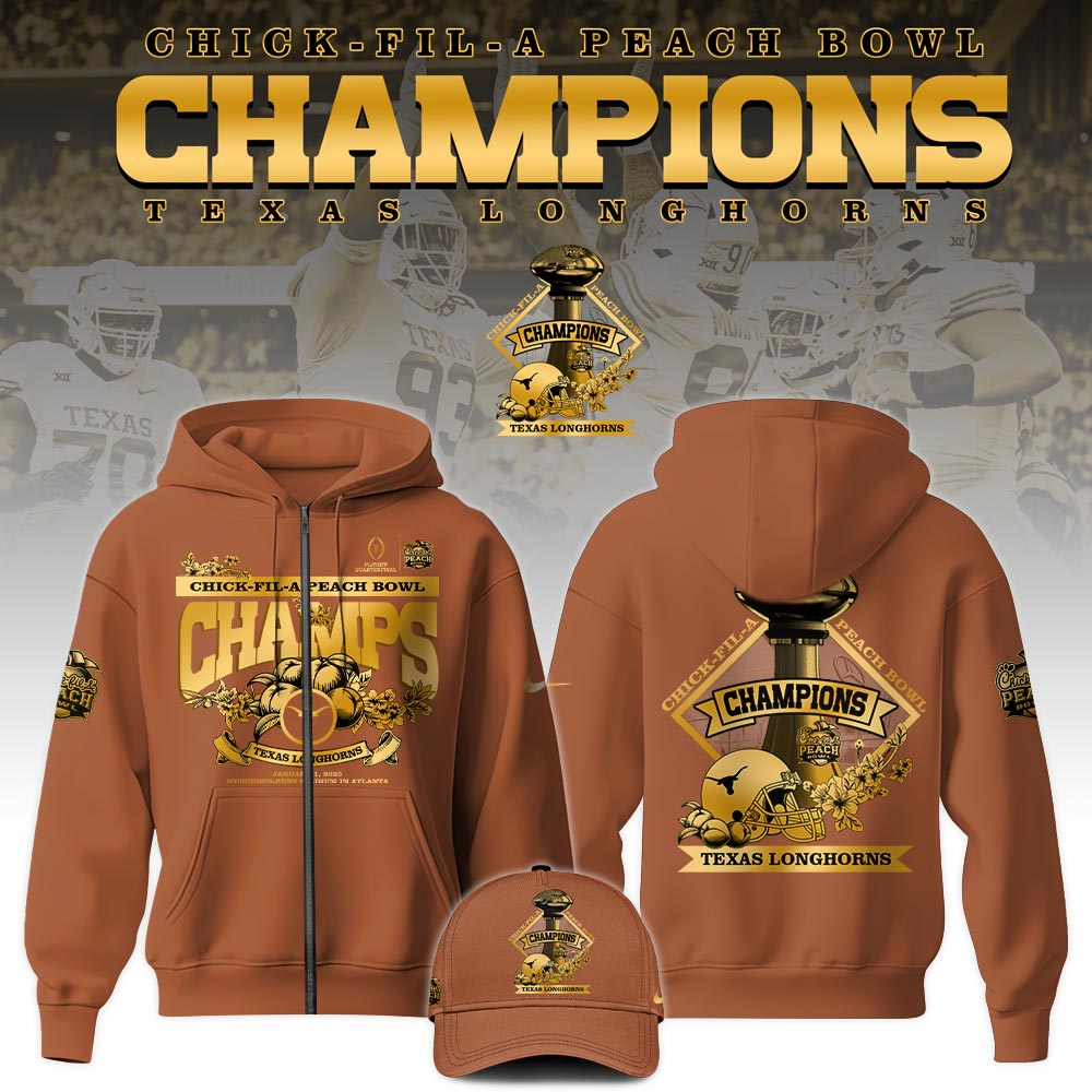 Texas Longhorns x Peach Bowl Champions Limited Edition Zip Hoodie 2024