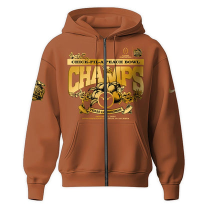 Texas Longhorns x Peach Bowl Champions Limited Edition Zip Hoodie 2024