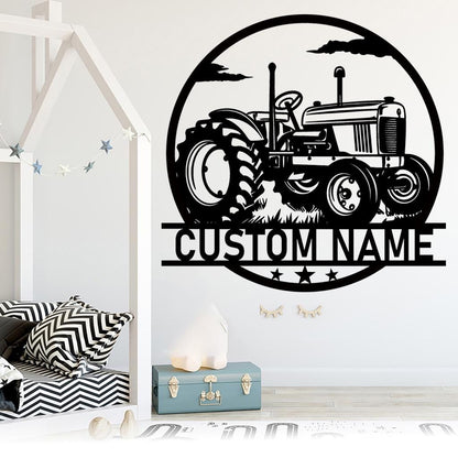 Handmade-Custom Tractor Sign Metal Wall Sign-Personalized Tractor Sign Metal Wall Art-Tractor Sign Metal Wall Decor-Gift For Family