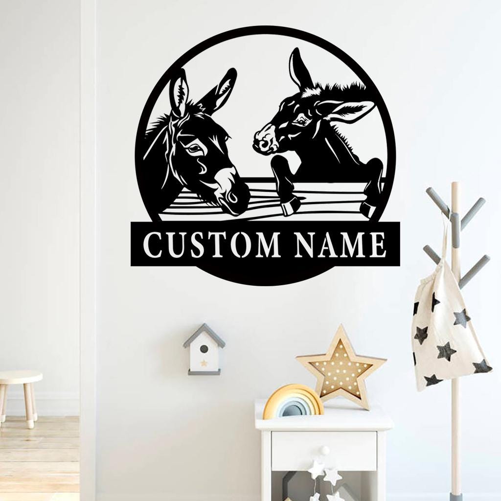 Handmade-Custom Donkey Sign Metal Wall Sign-Personalized Donkey Sign Metal Wall Art-Donkey Sign Metal Wall Decor-Gift For Family-Metal Sign