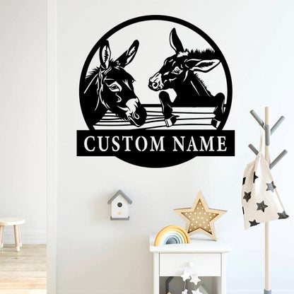 Handmade-Custom Donkey Sign Metal Wall Sign-Personalized Donkey Sign Metal Wall Art-Donkey Sign Metal Wall Decor-Gift For Family-Metal Sign