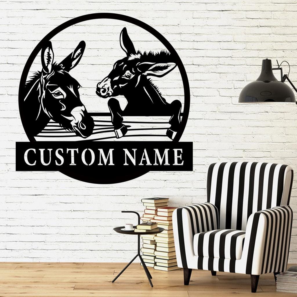 Handmade-Custom Donkey Sign Metal Wall Sign-Personalized Donkey Sign Metal Wall Art-Donkey Sign Metal Wall Decor-Gift For Family-Metal Sign