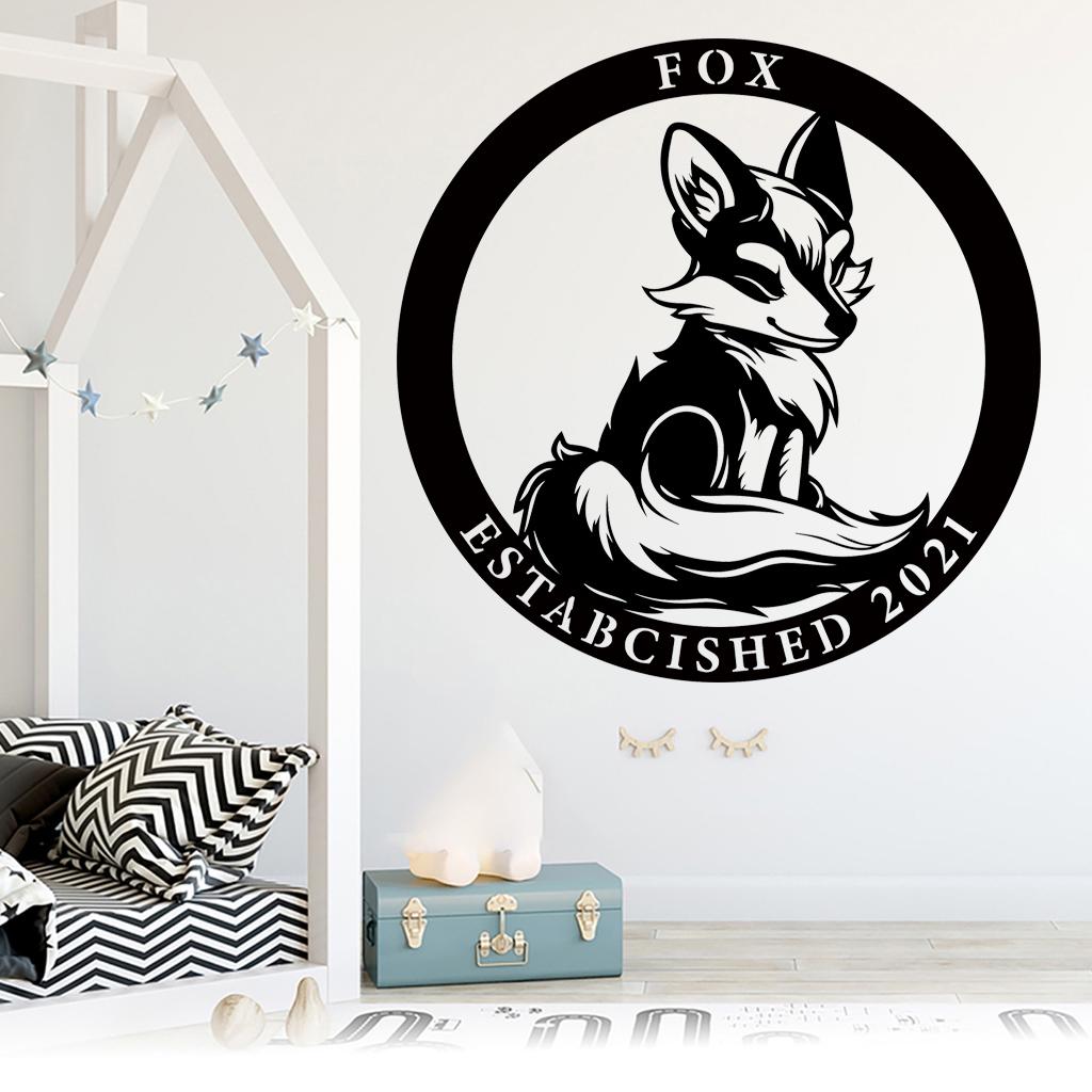 Handmade-Custom Fox Sign Metal Wall Sign-Personalized Fox Sign Metal Wall Art-Fox Sign Metal Wall Decor-Gift For Family-Custom Metal Sign