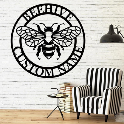 Handmade-Custom Bee Sign Metal Wall Sign-Personalized Bee Sign Metal Wall Art-Bee Sign Metal Wall Decor-Gift For Family-Custom Metal Sign