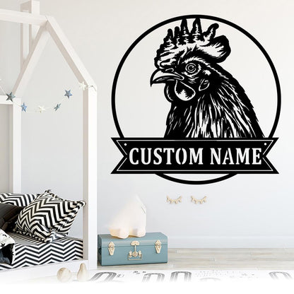 Handmade-Custom Rooster Sign Metal Wall Sign-Personalized Rooster Sign Metal Wall Art-Rooster Sign Metal Wall Decor-Gift For Family