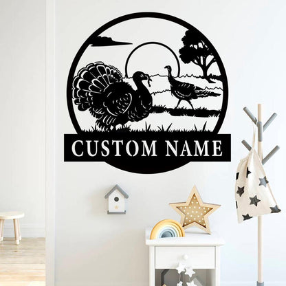 Handmade-Custom Turkey Sign Metal Wall Sign-Personalized Turkey Sign Metal Wall Art-Turkey Sign Metal Wall Decor-Gift For Family-Metal Sign