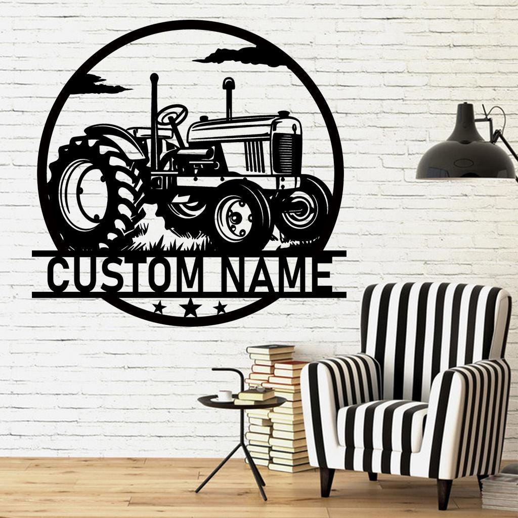 Handmade-Custom Tractor Sign Metal Wall Sign-Personalized Tractor Sign Metal Wall Art-Tractor Sign Metal Wall Decor-Gift For Family