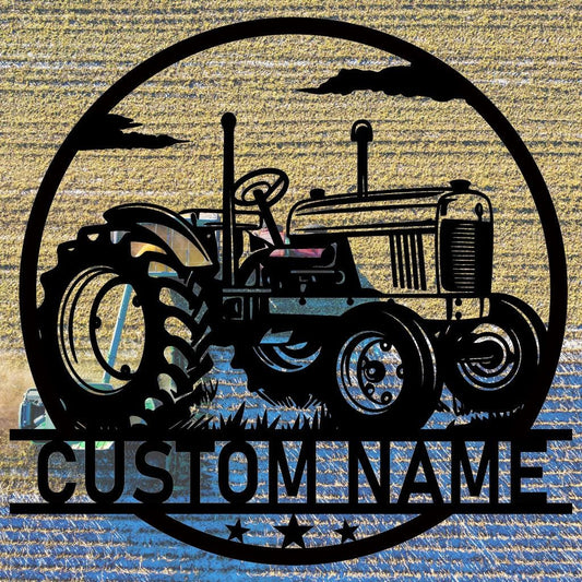 Handmade-Custom Tractor Sign Metal Wall Sign-Personalized Tractor Sign Metal Wall Art-Tractor Sign Metal Wall Decor-Gift For Family