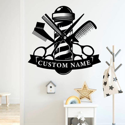 Handmade-Custom Barber Sign Metal Wall Sign-Personalized Barber Sign Metal Wall Art-Barber Sign Metal Wall Decor-Gift For Family-Metal Sign