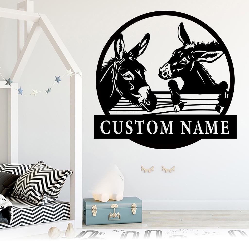 Handmade-Custom Donkey Sign Metal Wall Sign-Personalized Donkey Sign Metal Wall Art-Donkey Sign Metal Wall Decor-Gift For Family-Metal Sign