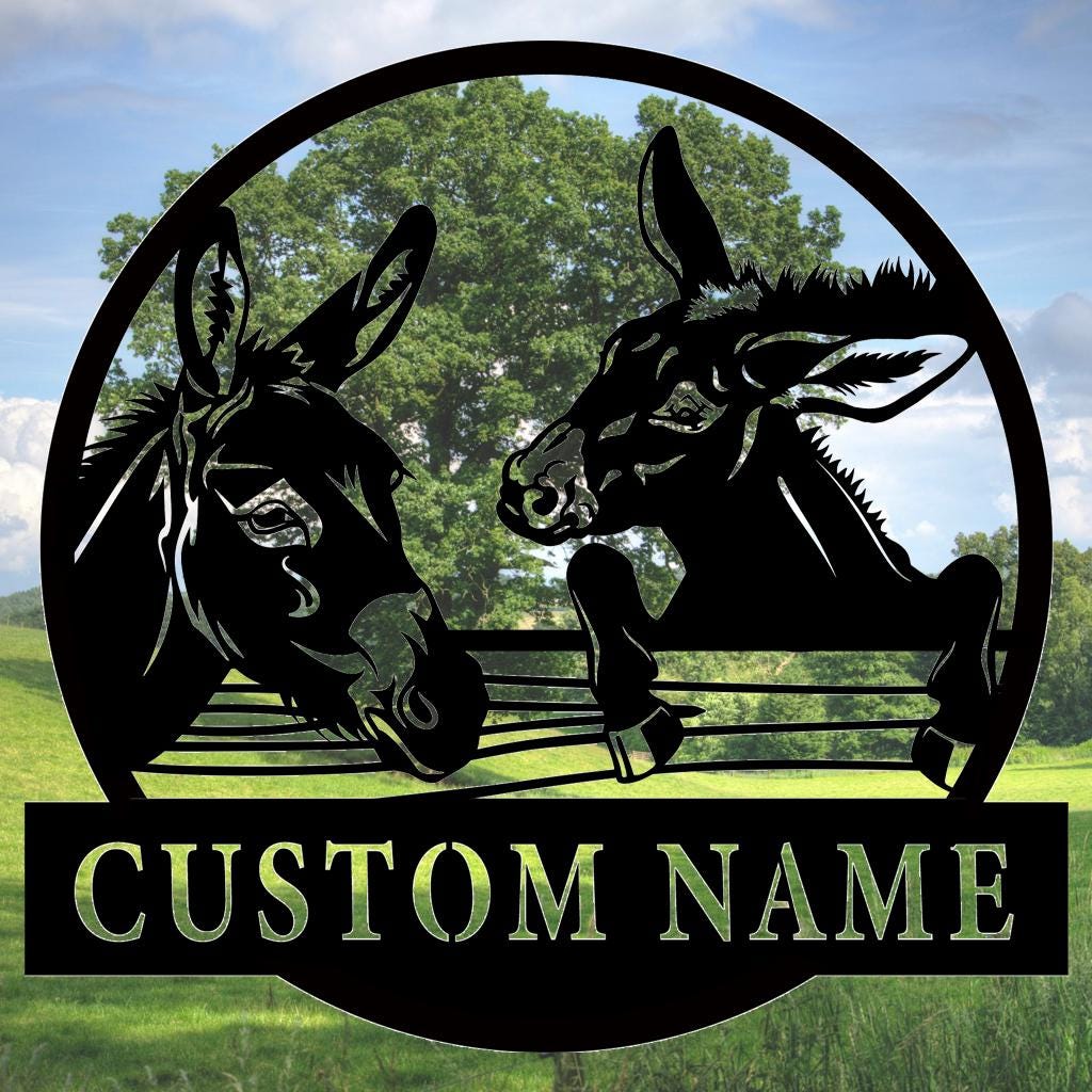 Handmade-Custom Donkey Sign Metal Wall Sign-Personalized Donkey Sign Metal Wall Art-Donkey Sign Metal Wall Decor-Gift For Family-Metal Sign