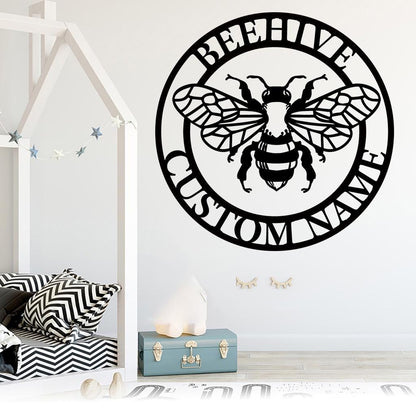 Handmade-Custom Bee Sign Metal Wall Sign-Personalized Bee Sign Metal Wall Art-Bee Sign Metal Wall Decor-Gift For Family-Custom Metal Sign