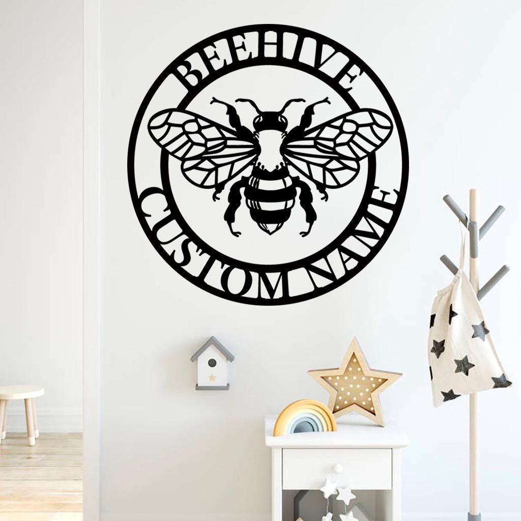 Handmade-Custom Bee Sign Metal Wall Sign-Personalized Bee Sign Metal Wall Art-Bee Sign Metal Wall Decor-Gift For Family-Custom Metal Sign