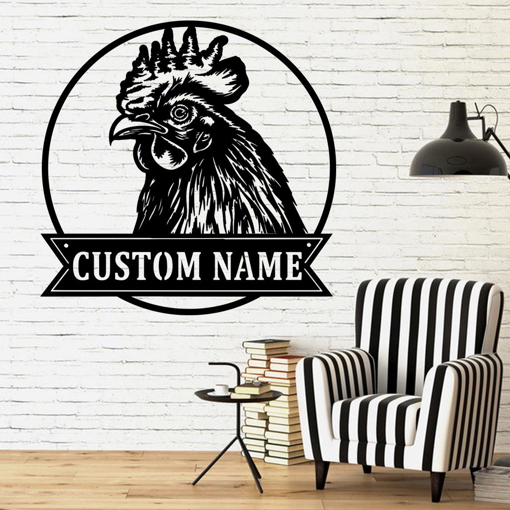 Handmade-Custom Rooster Sign Metal Wall Sign-Personalized Rooster Sign Metal Wall Art-Rooster Sign Metal Wall Decor-Gift For Family