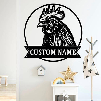 Handmade-Custom Rooster Sign Metal Wall Sign-Personalized Rooster Sign Metal Wall Art-Rooster Sign Metal Wall Decor-Gift For Family