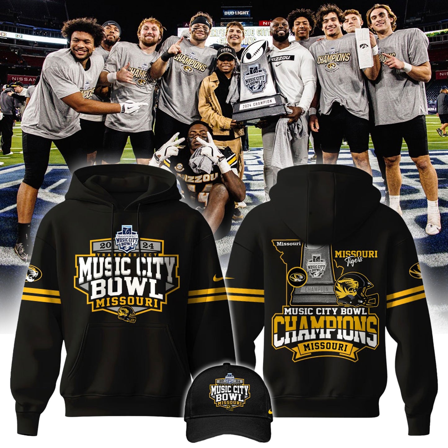 Mizzou Football ARE THE 2024 TRANSPERFECT MUSIC CITY BOWL CHAMPS Hoodie