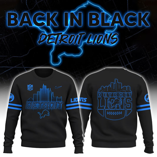 Detroit Lions Back In Black NFL Limited Edition New Sweatshirt 2024