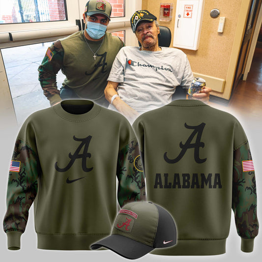 Alabama Crimson Tide Football Camo 2024 Salute to Service Club Fleece Pullover Sweatshirt