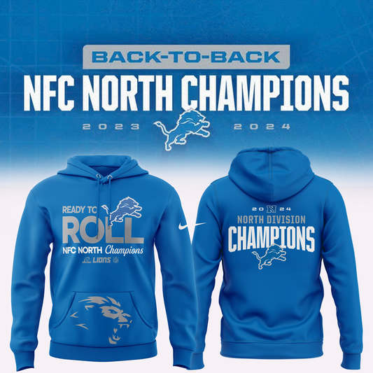 Blue Detroit Lions 2024 NFC North Division Champions Locker Room Trophy Hoodie