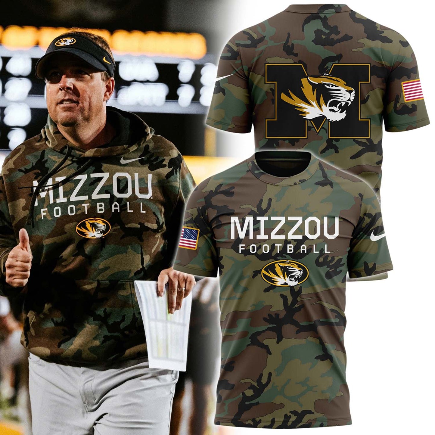 Missouri Tigers Football Camo 2024 Salute to service Tee