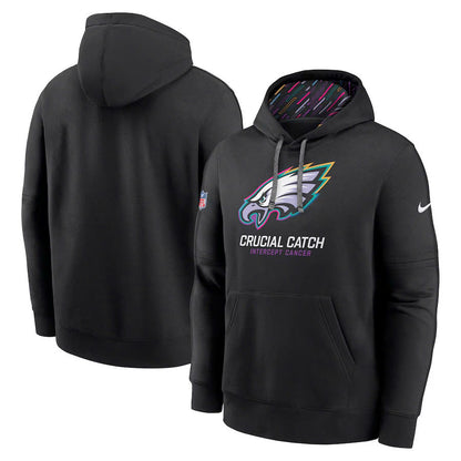 Men’s Philadelphia Eagles Black 2024 NFL Crucial Catch Club Pullover Hoodie