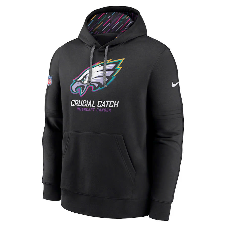 Men’s Philadelphia Eagles Black 2024 NFL Crucial Catch Club Pullover Hoodie