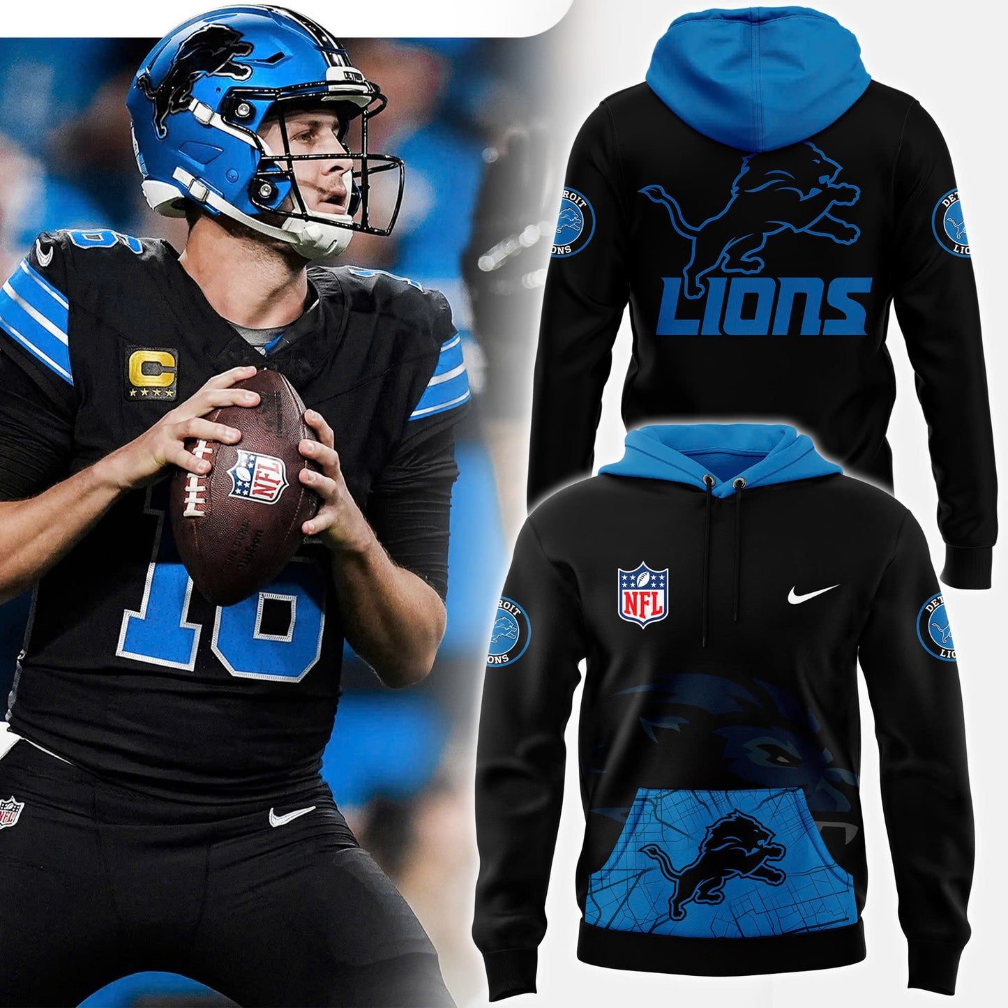 Detroit Lions Alternate Helmet Pullover Hoodie