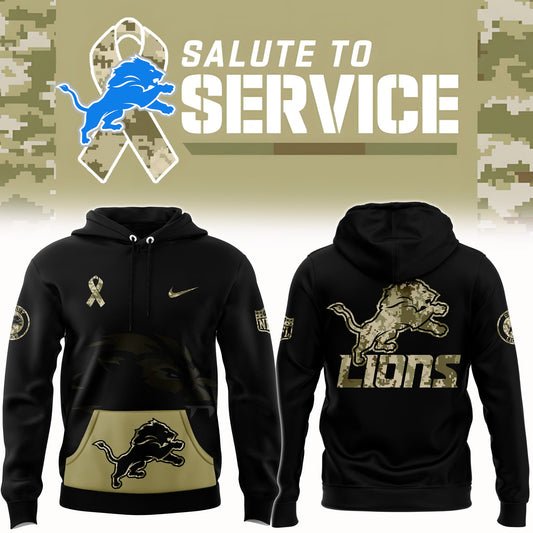 Detroit Lions 2024 Salute to Service Club Fleece Pullover Hoodie