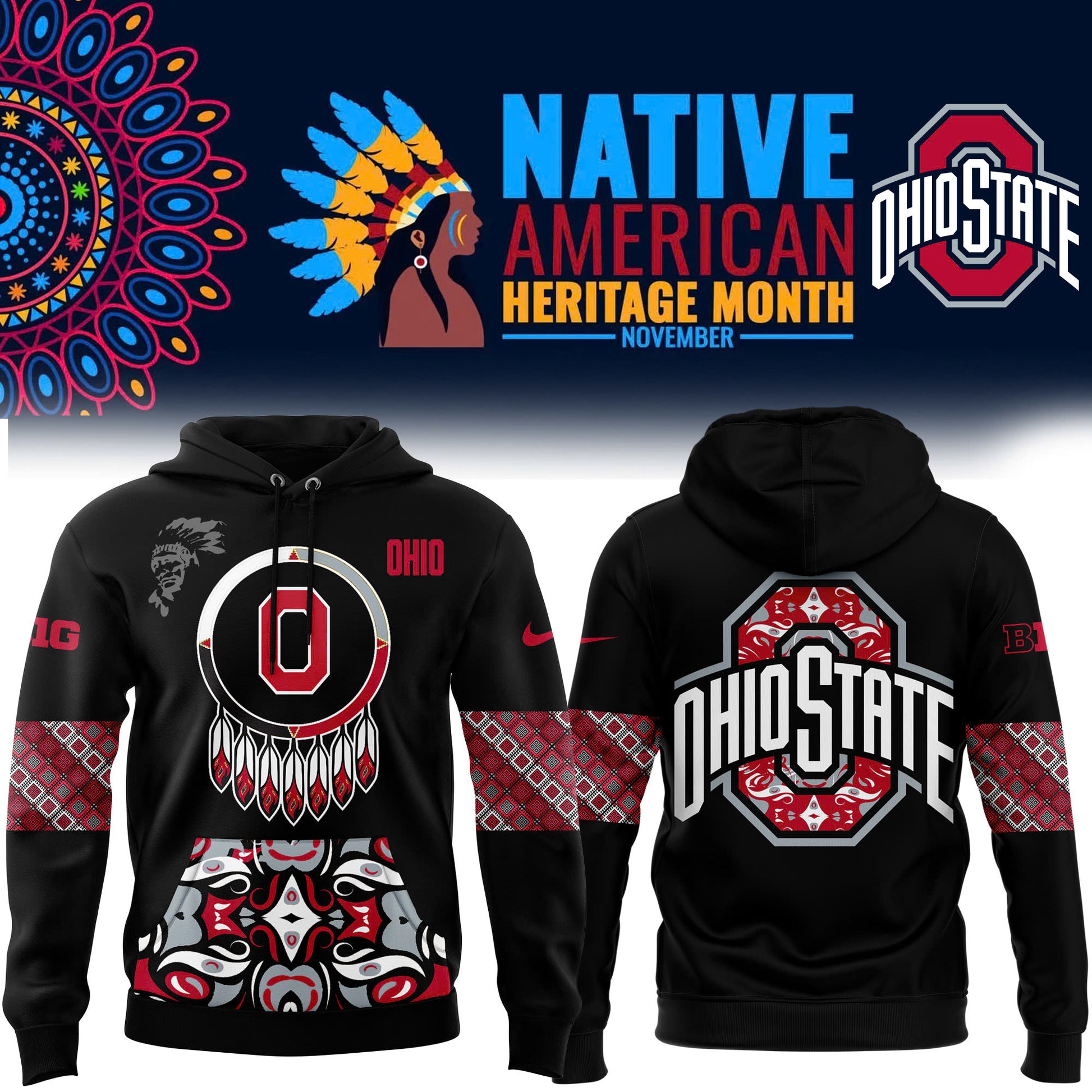 FULL TEAMS NCAA Football Nike 2024 Native American Heritage Month Premium Limited Pullover Hoodie Collection