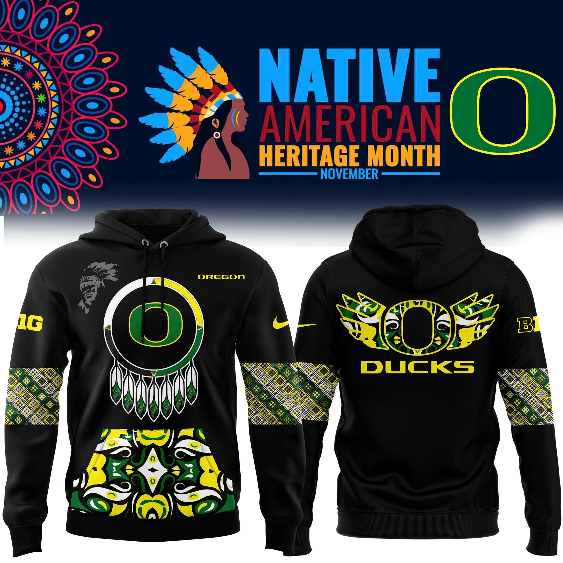 FULL TEAMS NCAA Football Nike 2024 Native American Heritage Month Premium Limited Pullover Hoodie Collection