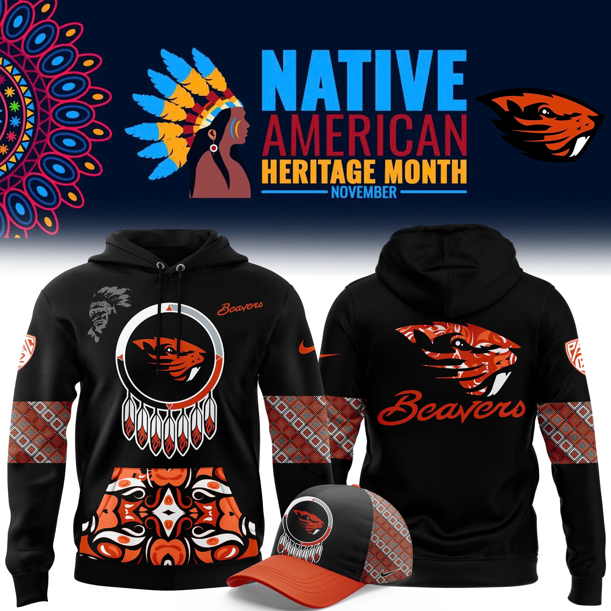 FULL TEAMS NCAA Football Nike 2024 Native American Heritage Month Premium Limited Pullover Hoodie Collection