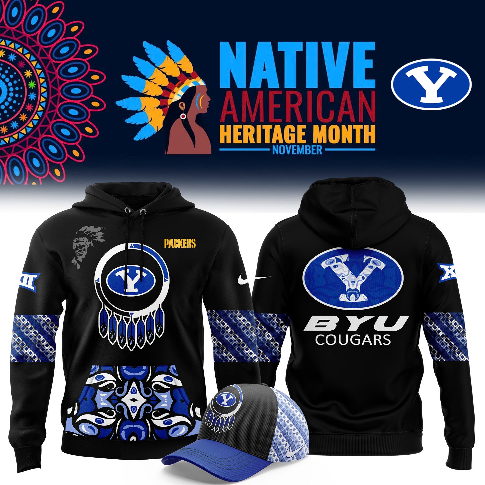 FULL TEAMS NCAA Football Nike 2024 Native American Heritage Month Premium Limited Pullover Hoodie Collection