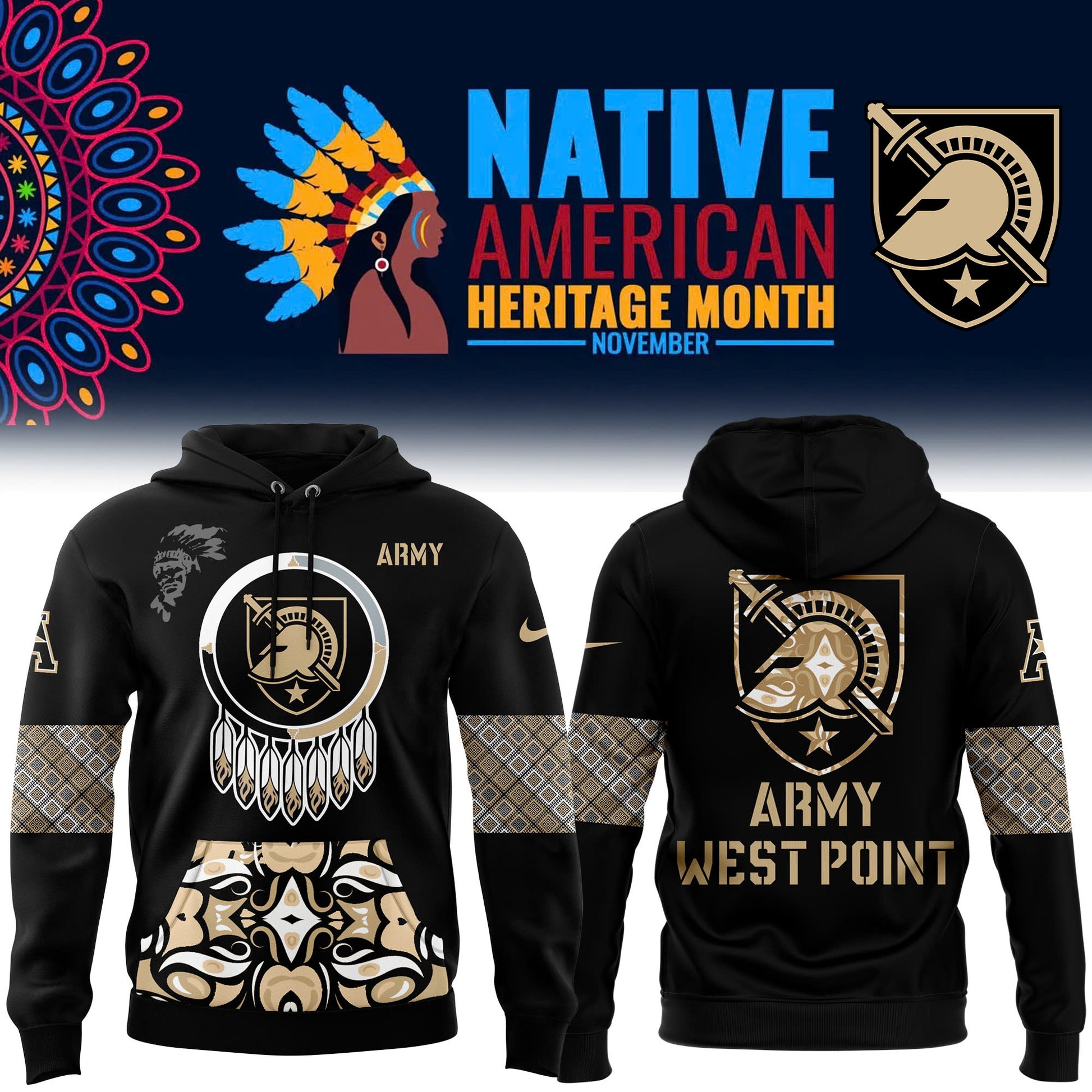 FULL TEAMS NCAA Football Nike 2024 Native American Heritage Month Premium Limited Pullover Hoodie Collection