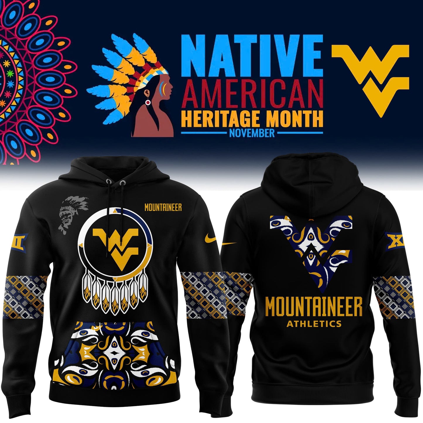 FULL TEAMS NCAA Football Nike 2024 Native American Heritage Month Premium Limited Pullover Hoodie Collection