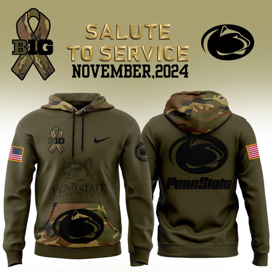 Penn State Football Camo 2024 Salute to Service Club Fleece Pullover Hoodie