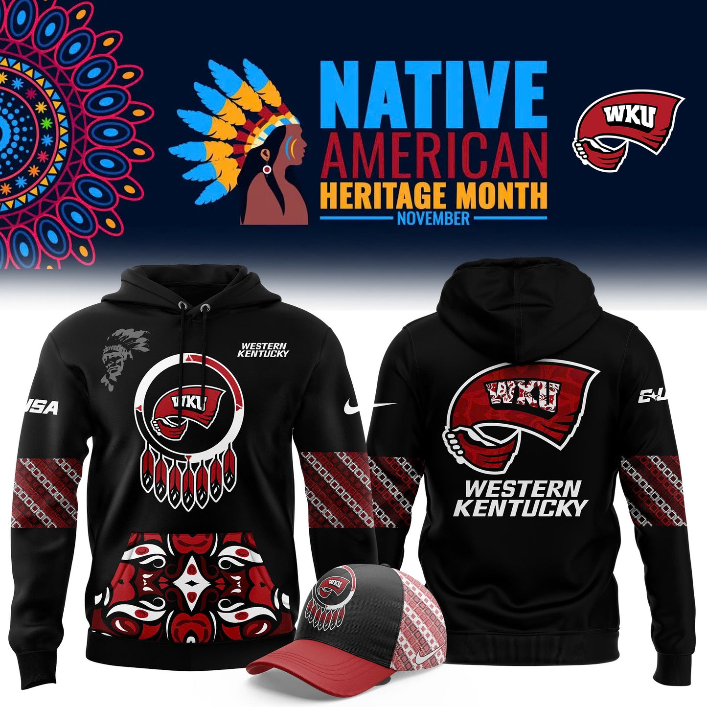 FULL TEAMS NCAA Football Nike 2024 Native American Heritage Month Premium Limited Pullover Hoodie Collection