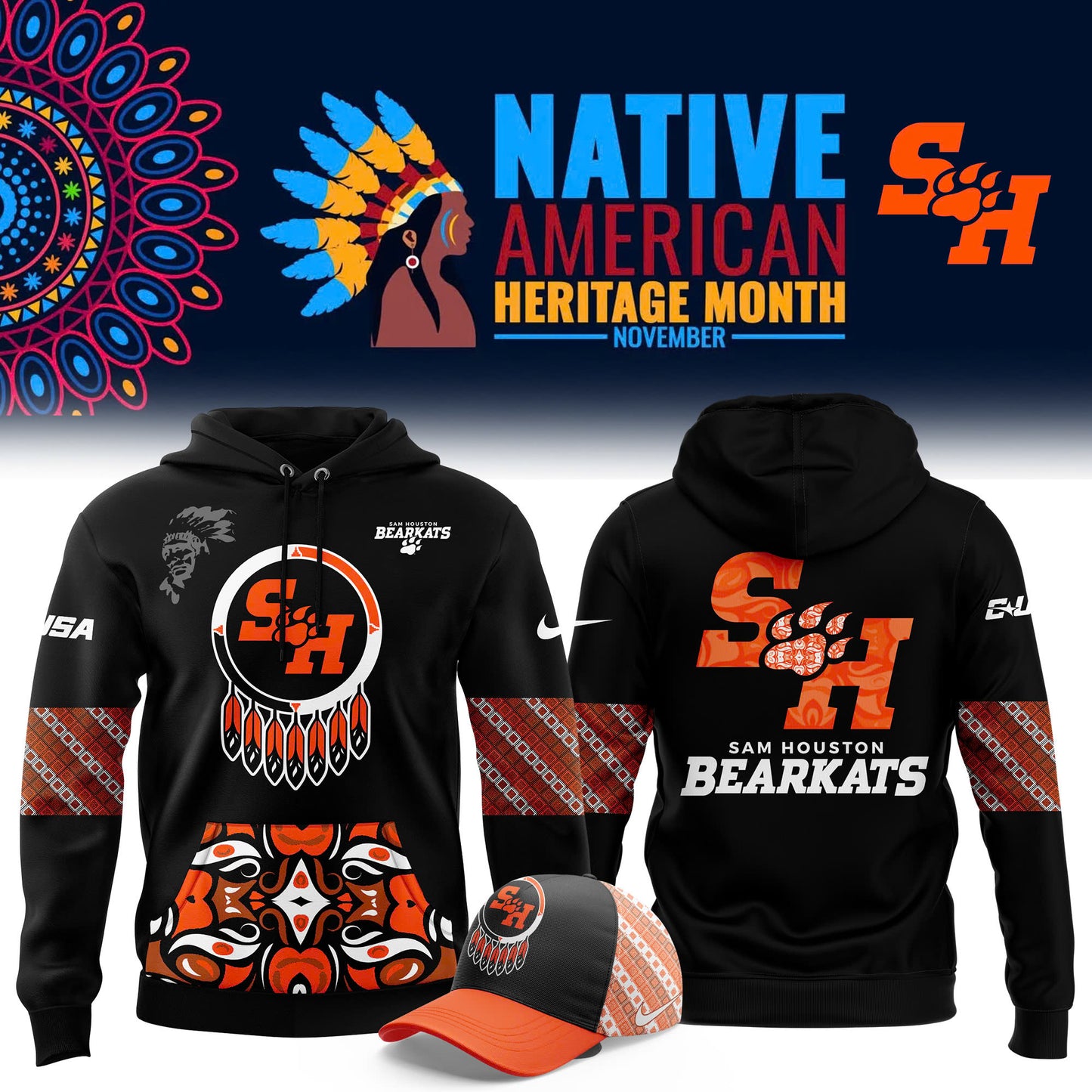 FULL TEAMS NCAA Football Nike 2024 Native American Heritage Month Premium Limited Pullover Hoodie Collection