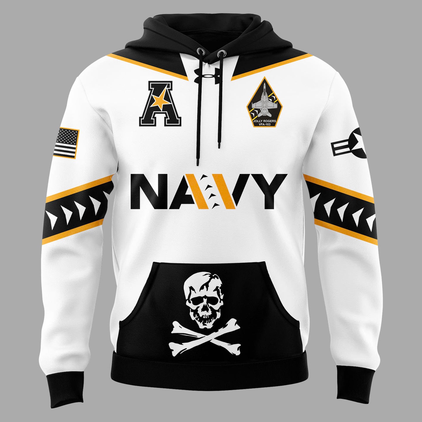 Jolly Rogers Navy Midshipmen football 2024 Hoodie