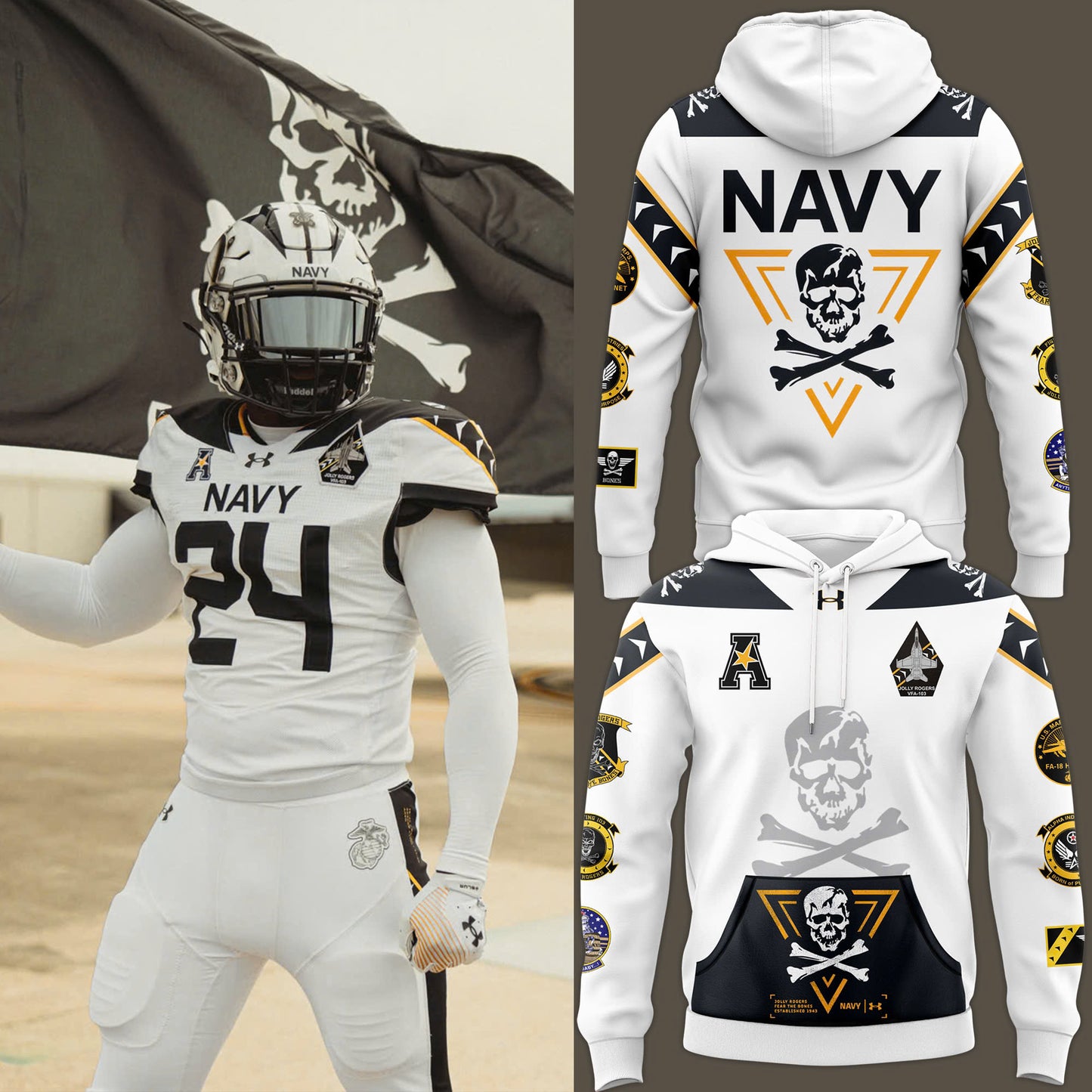 Navy Midshipmen football Jolly Rogers 2024 Hoodie