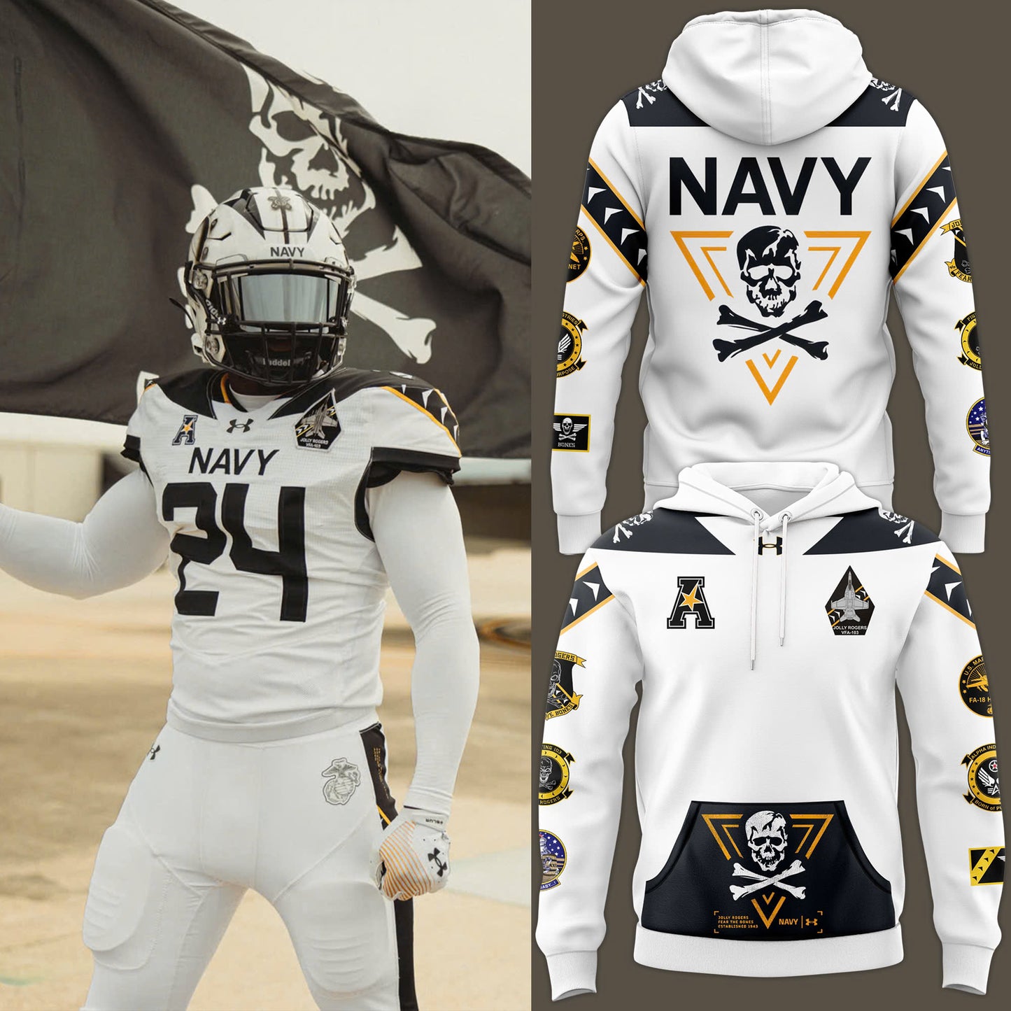 Navy Midshipmen football Jolly Rogers 2024 Hoodie