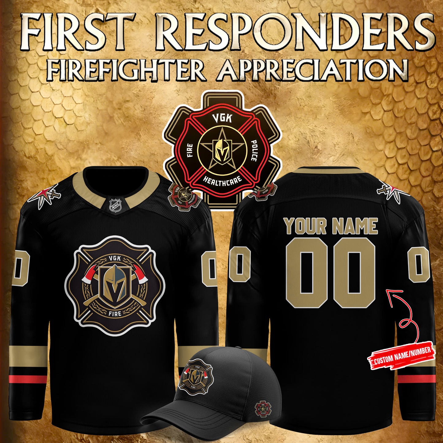 Vegas Golden Knights x 2024 Firefighter Appreciation Night Premium Limited Personalized Jersey