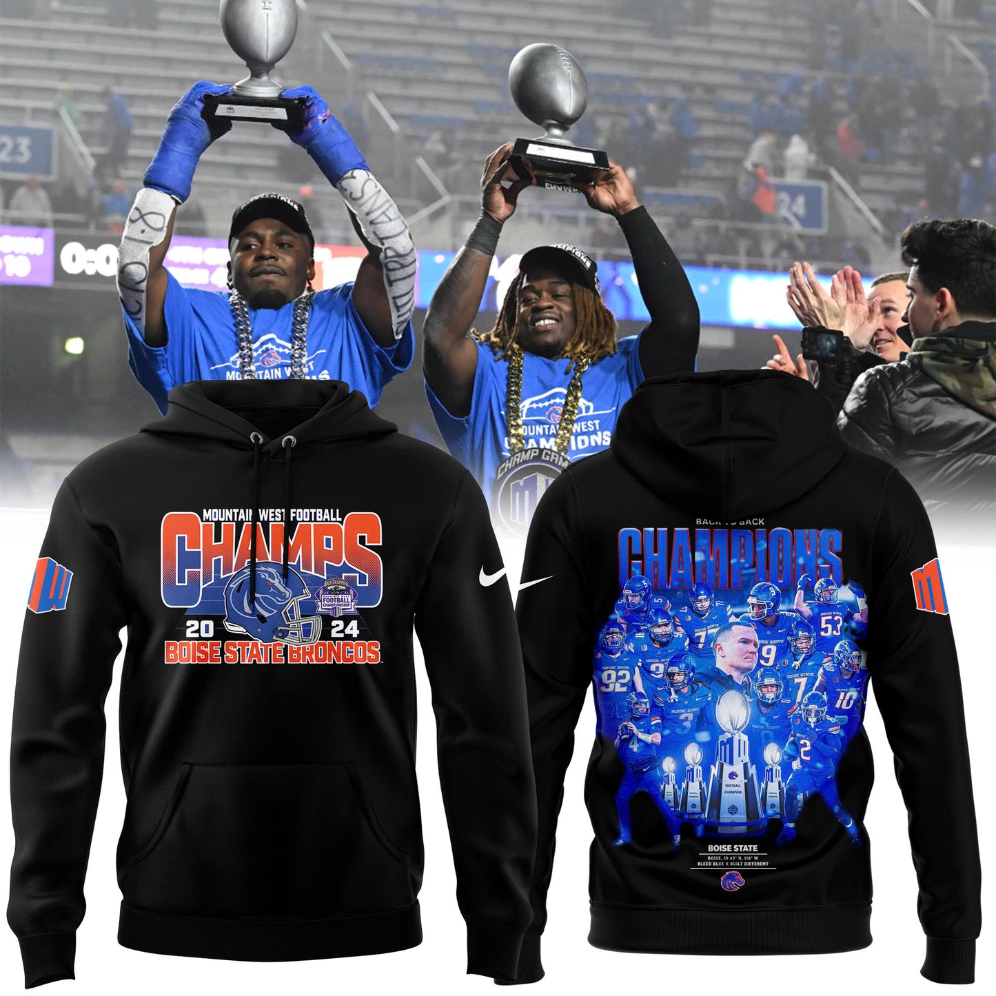 Men’s Boise State Football 2024 Mountain West Champions Premium Limited Pullover Hoodie