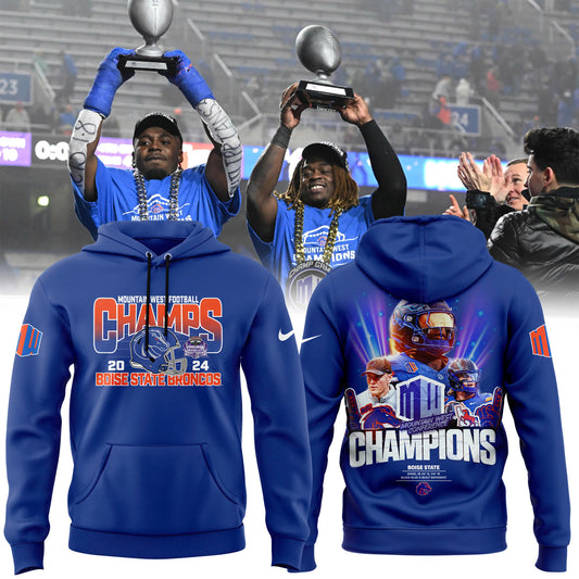 Men’s Boise State Football 2024 Mountain West Champions Premium Limited Pullover Hoodie