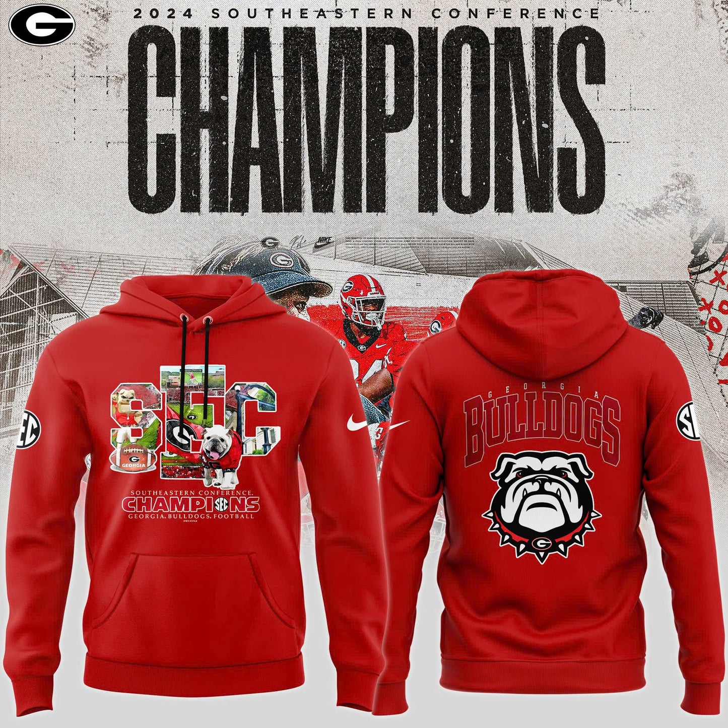 Georgia Bulldogs 2024 SEC Football Conference Champions Pullover Hoodie