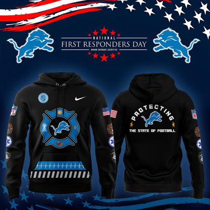 Men’s Detroit Lions 2024 First Responders Day Premium Limited Pullover Hoodie