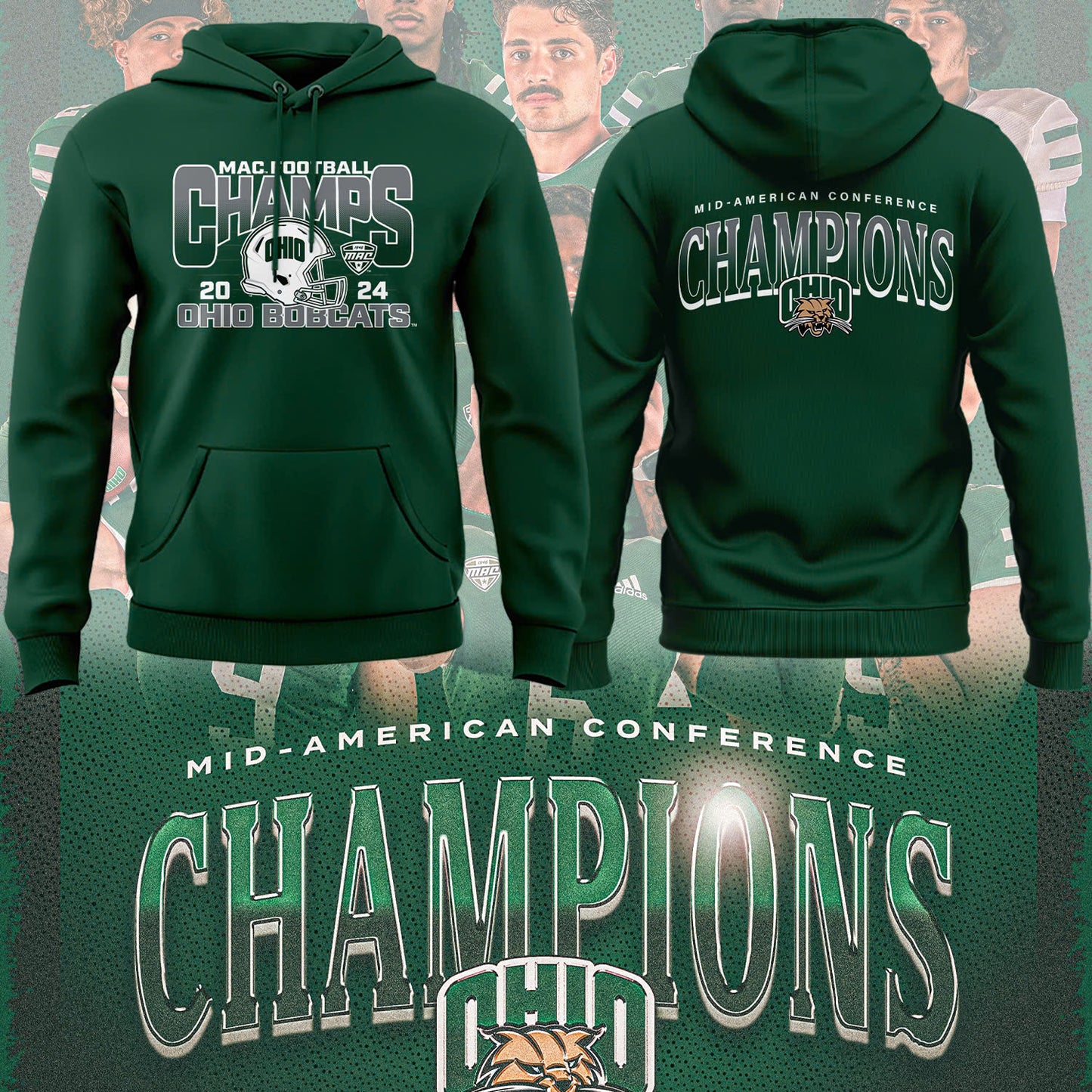 Special Edition 2024 MAC Champions Ohio Bobcats football Hoodie