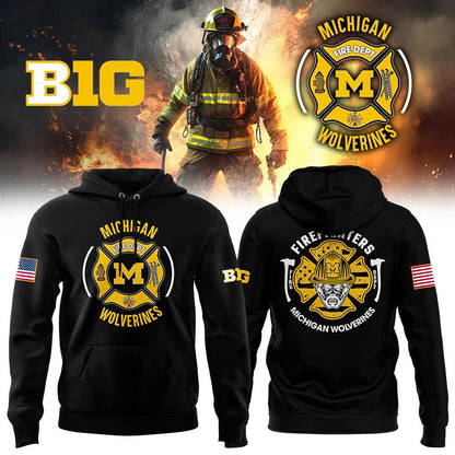 Michigan Wolverines Football x 2024 Firefighter Appreciation Night Premium Limited Pullover Hoodie