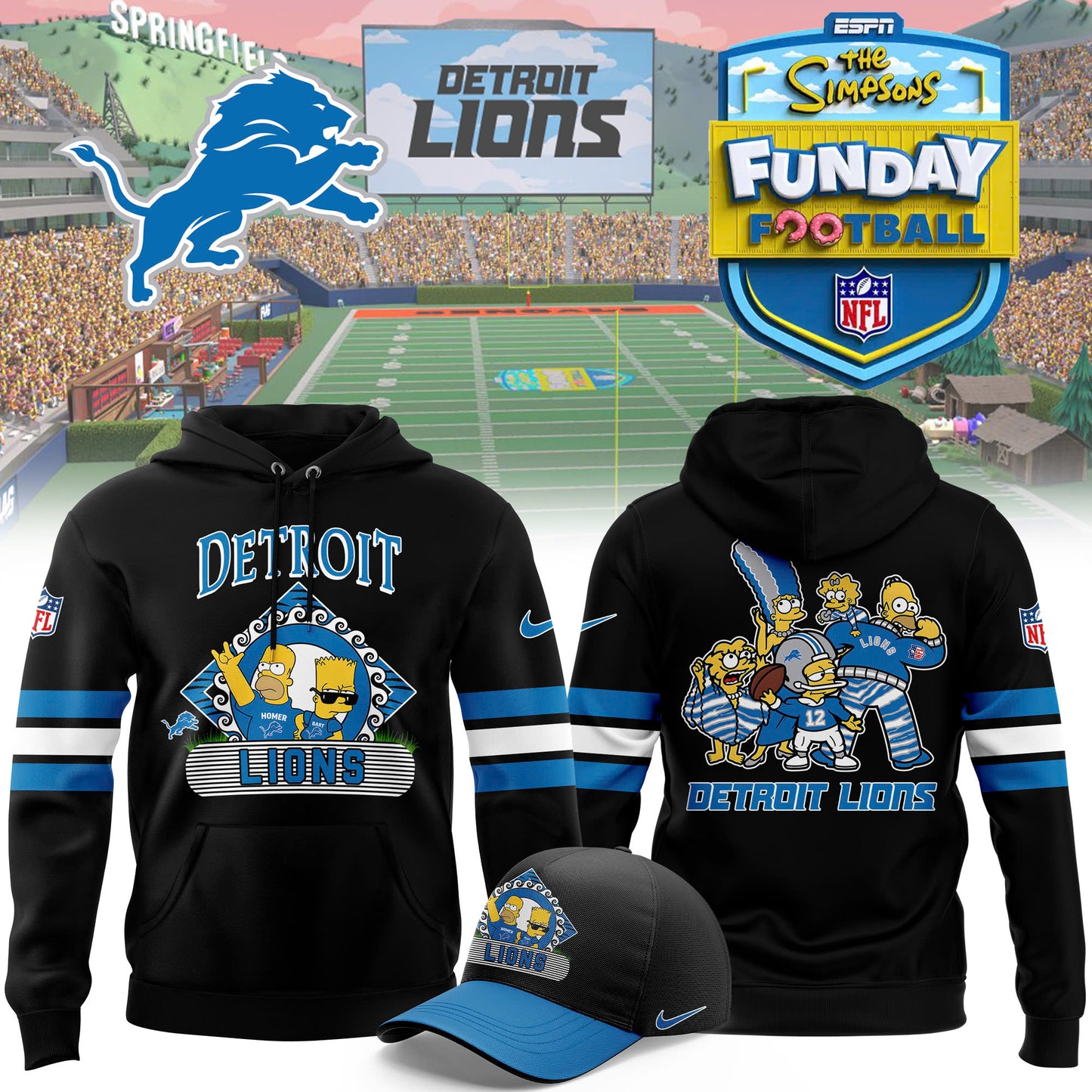 Men’s Detroit Lions 2024 Simpson Funday Football Special Premium Limited Pullover Hoodie